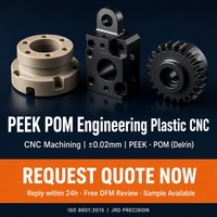 Plastique d'ingénierie PEEK, usinage CNC, brochage 0,02 mm, ISO 9001, pièces personnalisées de qualité alimentaire pour semi-conducteurs, électroérosion à fil, acier inoxydable