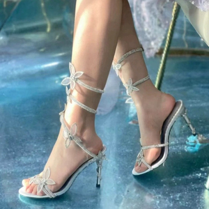 Talons de Mariage Blancs à Semelle Argentée, Enroulants à la Cheville, de Luxe pour Femme - Product Image 5