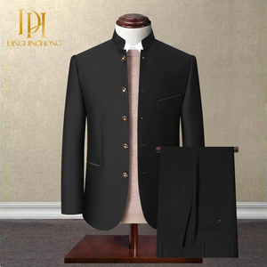 Abito da sposa Zhongshan da <span class=keywords><strong>uomo</strong></span>-Set di Tang stile cinese nero traspirante-Set di abiti da sposo - Product Image 6