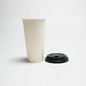 现金Commodity16oz-500ml单壁杯热咖啡纸带塑料盖白色纸杯Fpr热饮