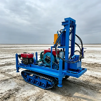 Foreuse mobile compacte bleue pour puits d'eau avec moteur électrique/diesel et jeu de trépans haute productivité