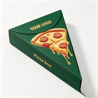 Boîte à pizza triangulaire personnalisée imprimée, papier alimentaire 350 g/m² résistant à la graisse, compatible micro-ondes, boîte à emporter pliable à plat