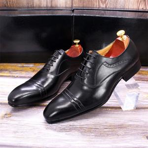 Chaussures habillées pour hommes, style britannique tendance, version coréenne, en cuir véritable, à enfiler, respirantes, pour l'automne et l'été, idéales pour les mariages et les occasions formelles. - Product Image 1
