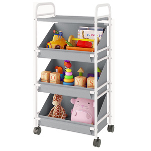 3-Tier vải Stackable cán lưu trữ giỏ hàng với 4-bánh xe-nhà bếp hiện đại thực phẩm lưu trữ Thùng - Product Image 4