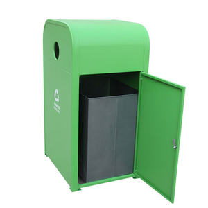 Outdoor Metal Garbage Container Trash Can Outside Garden Street Dog Poop Recycle Waste Bin Public Patio <strong>Galvanised</strong> Steel <strong>Dustbin</strong> - Product Image 4