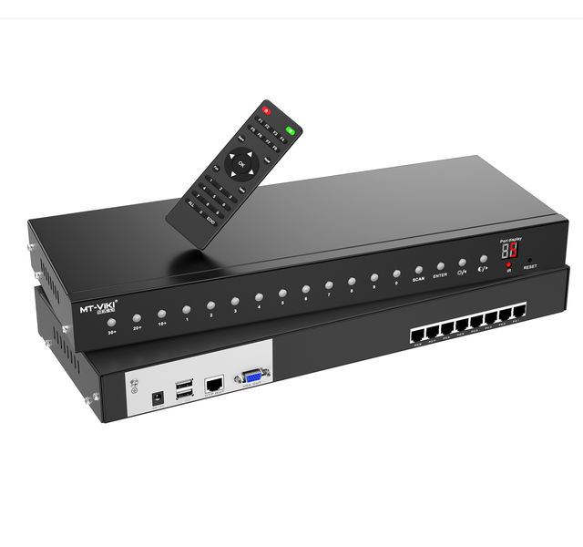 MT-VIKI HDMI/VGA Rack Mount KVM Switch Over CAT6 Cable, 8 Port CAT7 KVM Console, USB HDMI/VGA to CAT6 Dongle Not Included