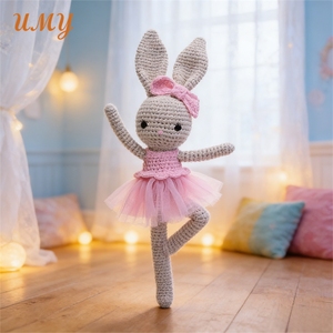 Giocattolo Coniglietta <span class=keywords><strong>Ballerina</strong></span> all'Uncinetto in Cotone Lavorato a Maglia, Bambola Coniglio <span class=keywords><strong>Bianca</strong></span> Carina Fatta a Mano con Tutù, Amigurumi per Bambini - Product Image 1