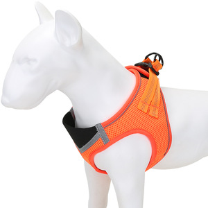 Pet <b>Harness</b> Mesh Breathable Durable Reflective Orange And <b>Black</b> Chest Strap For Dogs - Product Image 1