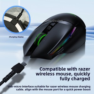 Cavo di ricarica in nylon micro-USB da 1,8 m per mouse wireless Razer Naga Pro Death ADDER V2 Viper ULTIMATE <span class=keywords><strong>Basilisk</strong></span> Ultimate - Product Image 5