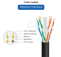 Kabel CAT6 UTP yang Dapat Disesuaikan 23AWG Konduktor Padat 8 Konduktor OEM 305m 1000ft Kotak dengan Lan Pusat Data Berkepadatan Tinggi