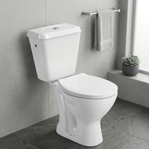 โถสุขภัณฑ์เซรามิคแบบสองชิ้น รุ่นใหม่ ระบบกดน้ำสองปุ่ม ประหยัดน้ำ ติดตั้งบนพื้น พร้อมฝารองนั่งแบบเงียบ - Product Image 2