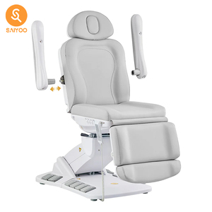 Silla Ajustable Gris Claro Premium con Control de Pie para Salón de Belleza - Product Image 4