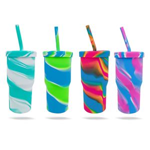Vaso de Silicona de Grado Alimenticio de 950 ml, Libre de BPA, con Tapa y Pajita, Irrompible, Colorido, con Bolsa Refrigerante para Agua y Café, Venta Caliente 2025 - Product Image 6
