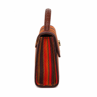 Sac à main Ozoza Designer personnalisable, écologique, à rayures, avec poignée, en cuir vegan effet croco multicolore pour femmes