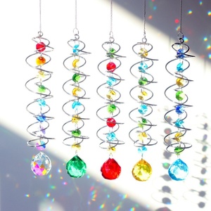 Esfera de Cristal 3D con Luz, Campana de <span class=keywords><strong>Viento</strong></span> en Espiral, Estabilizador, Gota de Agua, Atrapasol Arcoíris, Adornos Colgantes de Cristal para Jardín - Product Image 1