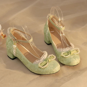 Nouvelle Collection Printemps 2026 – Chaussures Mary Jane à Talon Épais, Style Cheongsam Chinois, Ornées de Perles, pour Femme, Idéales avec Jupe Han ou Jupe Cheongsam - Product Image 1