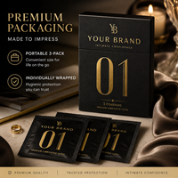 Pochettes personnalisées gaufrées écologiques pour préservatifs, en carton noir mat avec feuille d'or et paillettes, discrètes, lot de 3, OEM, luxe, US