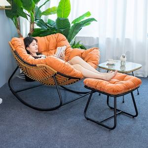 Nouveau produit chaise berçante <span class=keywords><strong>de</strong></span> style moderne confortable relax chaise longue paresseuse <span class=keywords><strong>salon</strong></span> chambre chaise berçante avec pouf - Product Image 1