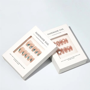 Luxuriöse, individuell gestaltete, quadratische, verdickte, transparente Fensterbox mit neuem Design für handgemachte Press-on-Nägel – Verpackungsschachtel aus Papier - Product Image 2
