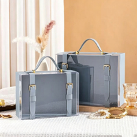 Scatola Regalo Trasparente Portatile con Doppio Manico, Rivestimento in Spugna, Stampa UV Riciclata per Matrimoni, Bambini, Affari