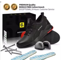 Marque travail botte mode noir anti-dérapant imperméable en cuir acier orteil chaussures de sécurité pour hommes industrie lourde
