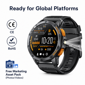 นาฬิกาสมาร์ทวอทช์กีฬา K67 GPS พร้อมไฟฉาย LED กันน้ำ IP68 เข็มทิศวัดความกดอากาศ เครื่องวัดความสูง สำหรับผู้ชาย หน้าจอ AMOLED แบตเตอรี่ 530mah - Product Image 3