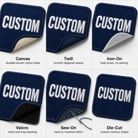 Patch carré personnalisé avec logo, bordure Merrow, brodé, thermocollant pour uniformes, sacs, badge OEM, patch carré personnalisé avec logo