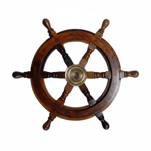 Venta al por mayor, exportador de rueda náutica decorativa de madera para barco con cubo de sujetadores y mango de madera, fabricante - Product Image 1