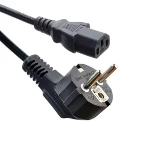 Colokan 7/7 CEE dengan konektor kabel daya c13 berlaku untuk kabel daya standar VDE eu dengan kabel bahan 1.5m 1.8m tembaga