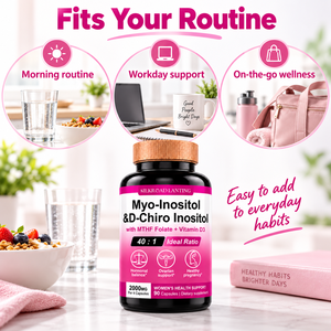 Suplemento para la Salud Femenina, Mioinositol y D-Chiroinositol 40:1 para el Apoyo Ovárico y un Embarazo Saludable, Fórmula de 2000mg - Product Image 2