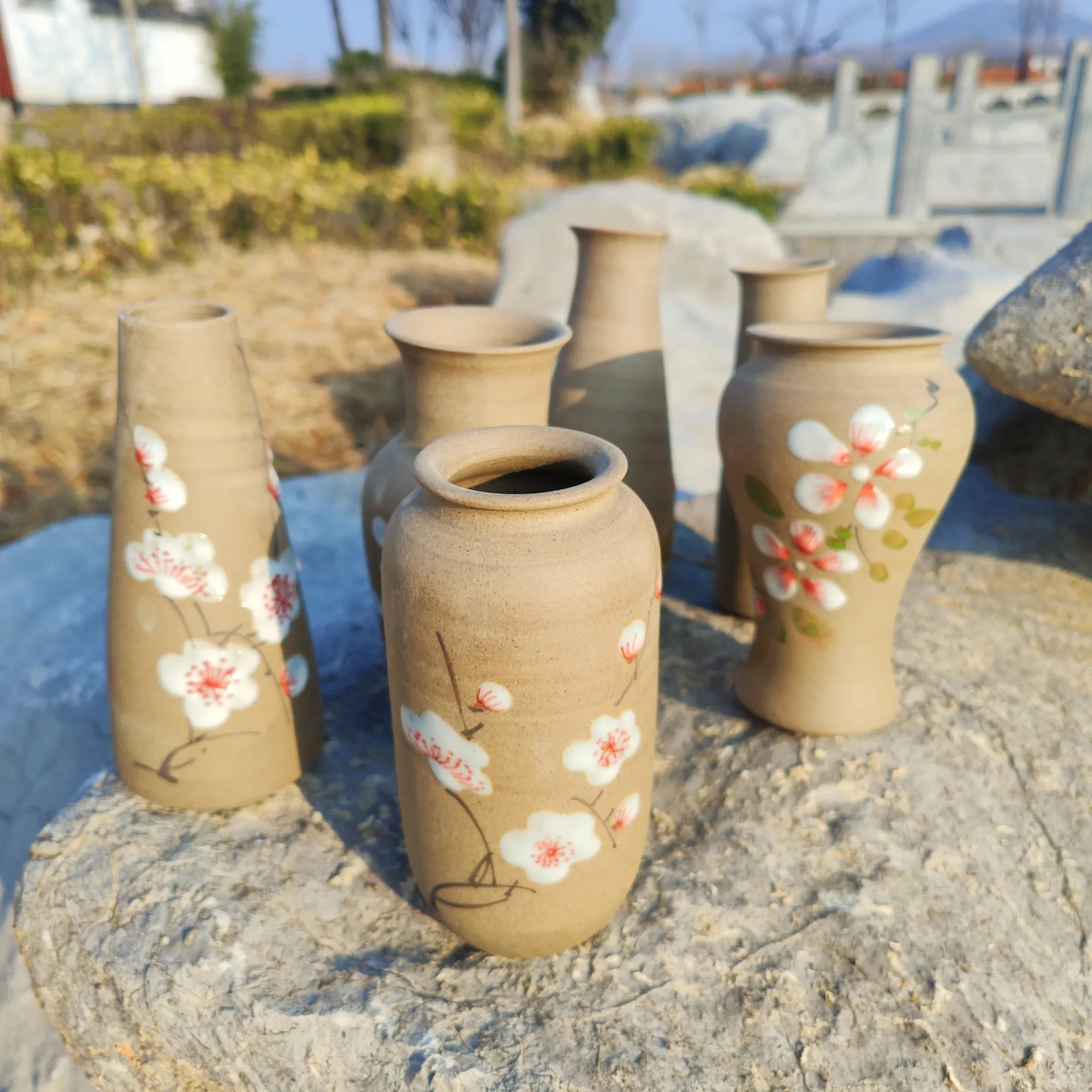 Pot bunga sukulen, Pot keramik tanah liat bulat unik elegan, Pot bunga sukulen keramik