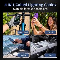 Câble de charge de voiture rétractable à ressort 4 en 1 240W PD 27W/65W/240W A-C/C-C Câble de charge USB Carplay pour iPhone Android