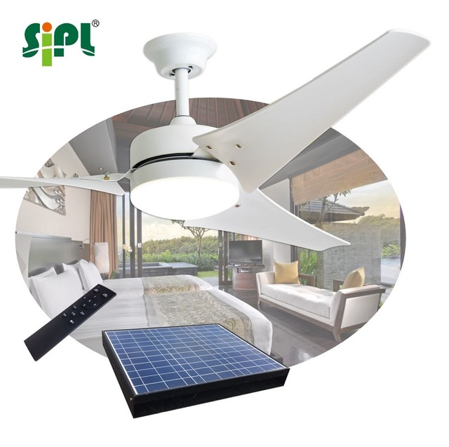 Energy Saving Home Appliances 60 Inch Solar Powered Ceiling Fan App Remote Controlled AC/DC Household Ceiling Fan with LED Light