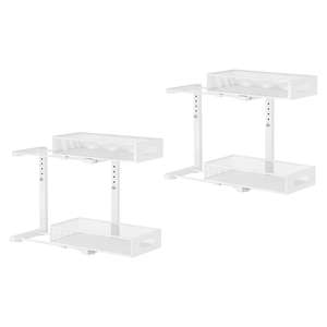 Organisateur d'armoire de garde-manger coulissant à 2 niveaux blanc moderne peu encombrant sous l'évier stockage d'épices ensemble de 2 pièces en métal - Product Image 1