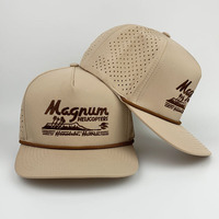 Topi Golf Bisbol 5 Panel Bordir Logo Kustom Grosir Warna Hijau Hutan, Tahan Air, Lubang Laser Cut, Tali