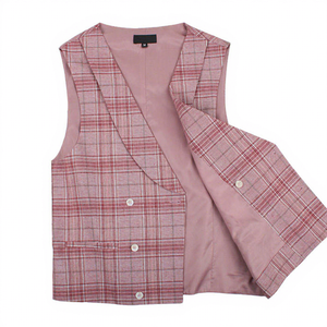 Custom Men's Casual Vest <b>Waistcoat</b> Plaid Single Button V Neck Slim Fit Formal Business Suit Layering Worsted Waterproof - Product Image 3