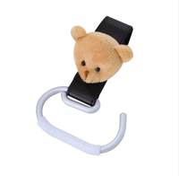 Crochet de suspension portable en métal robuste pour poussette, avec boucle en cuir PU motif ours et sangles pour animaux
