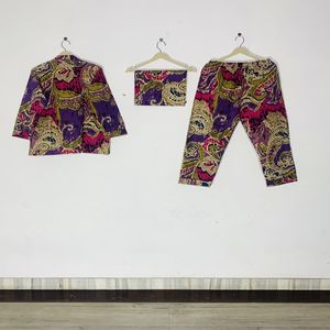 Conjunto de Pijama Floral Estampado a Mano de Calidad Superior - Ropa de Dormir Artesanal de Algodón, Ropa de Verano para Mujer y Regalo de Loungewear - Product Image 4