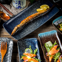 Service de table en mélamine Newell Wholesale, élégant, noir mat, plat rectangulaire, vaisselle incassable, assiettes à buffet, assiettes à sushi