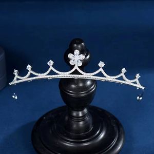 HIBRIDE Fashionable Princess Flower Shape <b>Tiaras</b> and <b>Crowns</b> Cubic Zirconia Women Bridal Wedding Party Hair Accessories C-124 - Product Image 1