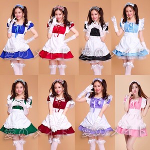 Maid Outfits Women Adult Cosplay Anime Costume Dress Red Purple Green Black Pink Blue Wine Red With Label Tags 8008 - Product Image 1