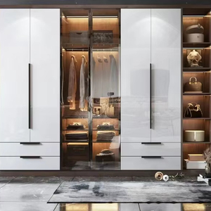 Armoire en bois encastrée au design de luxe moderne de haute qualité Rangement en contreplaqué <span class=keywords><strong>blanc</strong></span> Placard de marche <span class=keywords><strong>Convertible</strong></span> Dernier modèle - Product Image 1
