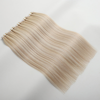 Extensions de cheveux humains russes Remy en trame de peau PU intégrale, longues, invisibles, injectées, sans couture, à bandes adhésives