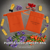 Pochette d'emballage de bijoux de luxe en microfibre orange faite à la main avec fermeture à nouer et doublure en velours personnalisée