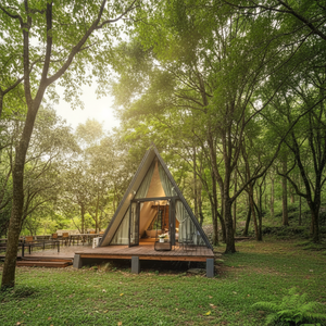 Moderna Carpa Glamping Tipo A, Cabaña Móvil Anticorrosión, Casa Modular Triangular Prefabricada, Terraza Grande, Resort Forestal de Lujo - Product Image 3