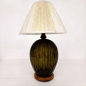 Minimalist Glass <b>Table</b> <b>Lamp</b> With Beige Shade Unique Design Decorative Lighting Fixture - Product Image 2