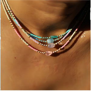 आर्टीफुल रंगीन बेडेड मीठे पानी के मोती सोने की प्लेटेड बोहेमियन इंद्रधनुष उपचार चोकर हार उपहार महिलाओं की वर्षगांठ - Product Image 1