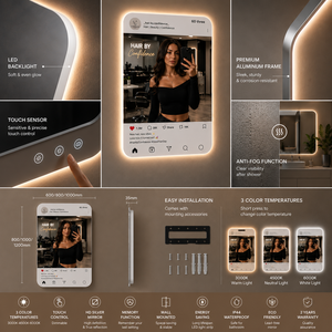 Custom LED Social Media <b>Mirror</b> Illuminated Framed Vanity <b>Mirror</b> Sensor Touch Control for Salon Cafe <b>Bathroom</b> - Product Image 6