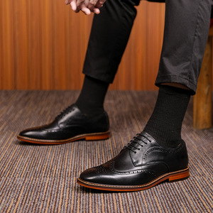 Chaussures habillées en cuir Derby britanniques faites à la main Brock pour hommes, en cuir <span class=keywords><strong>de</strong></span> vachette pleine fleur, grande taille, respirantes, à lacets, pour mariages et affaires - Product Image 3