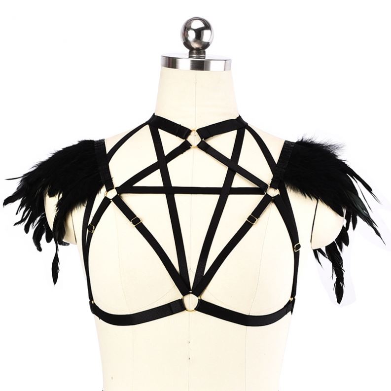 Buy Leather Body Harness Bra Metal Chain Tassel For Women Punk Goth Tops Cage Strap Adjust Plus.jpg 640x640